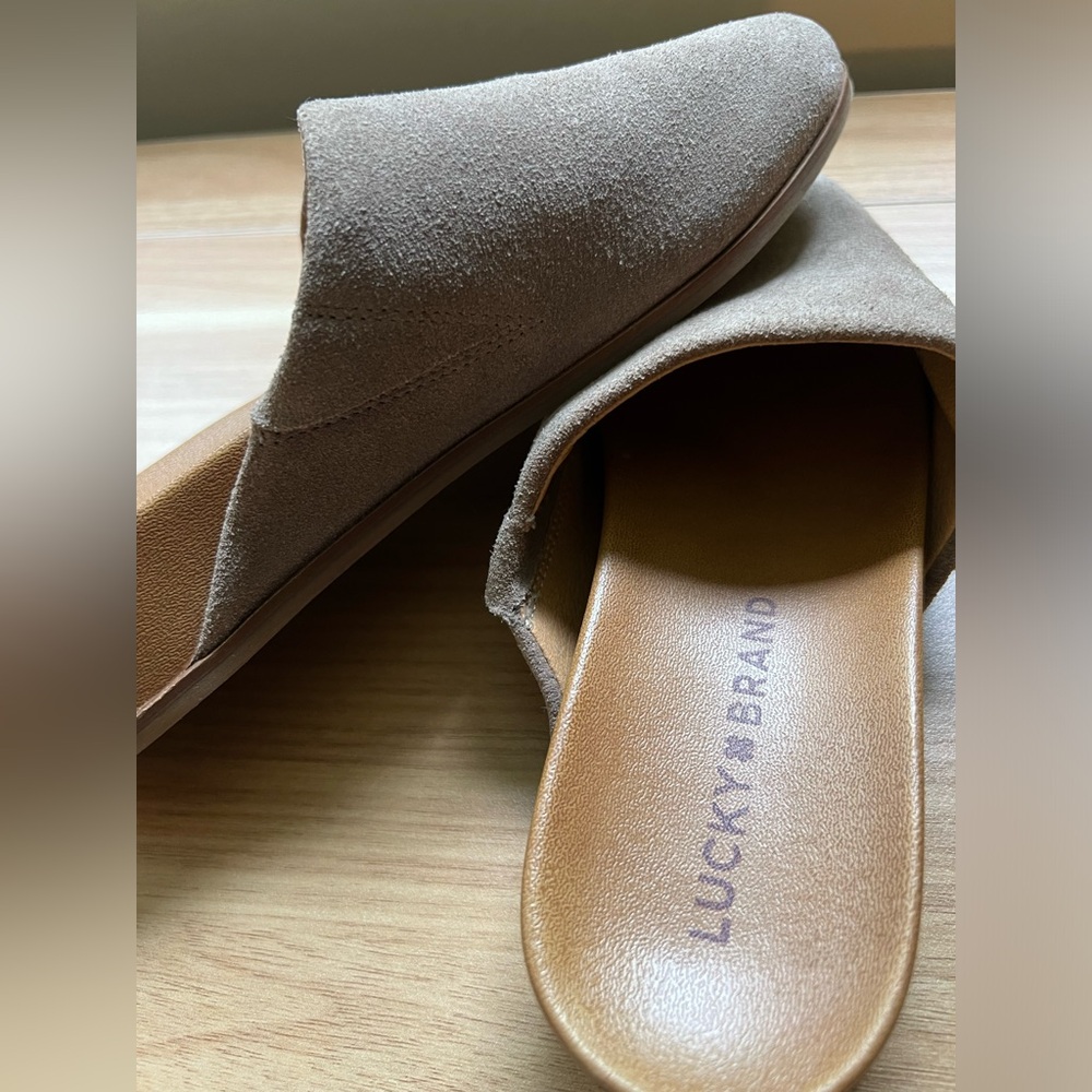 Lucky Brand Taupe Suede Mules - Picture 7 of 9